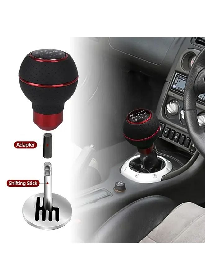 Blue Universal PU Leather 5 Speed Manual Racing Shift Knob with Aluminum Adapters - Image 5